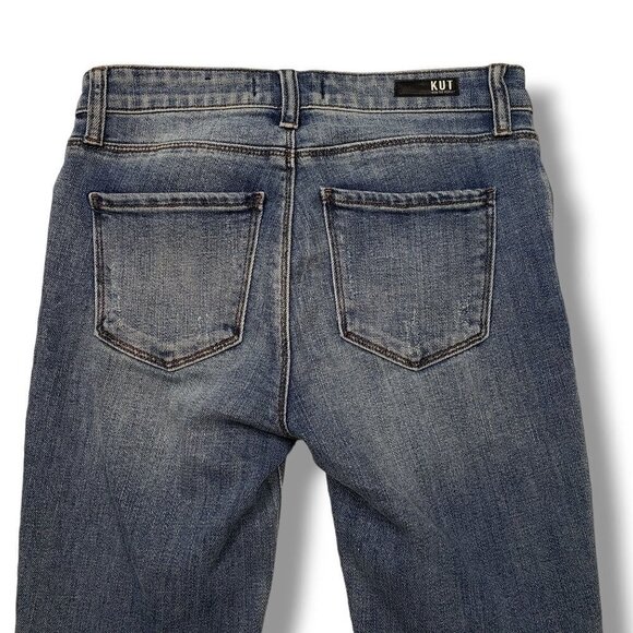 Kut from the Kloth Reese Ankle Straight Leg Jeans Womens 00 Distressed Fray - Picture 5 of 10